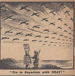 16 мая 1940 года британская газета Daily Mirror опубликовала эту карикатуру и посвятила ее всем идиотам, призывавшим в то время к переговорам с Гитлером. «Попробуй договориться с ним».
