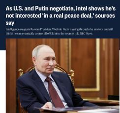 Разведка США узнала об отсутствии у Путина интереса в реальном мирном соглашении по Украине
