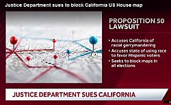 Министерство юстиции подало иск с требованием заблокировать карту избирательных округов в Калифорнии, что может повлиять на контроль над Конгрессом.
