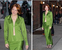 Эмма Стоун повторила культовый лук Гвинет Пэлтроу  на улицах Нью-Йорка.